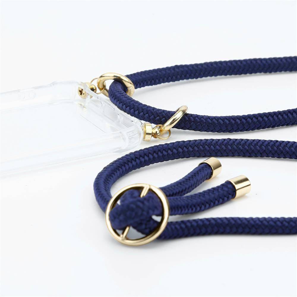Cadorabo Handy Kette für Nokia 2.2 Hülle in TIEF BLAU - Silikon Necklace Umhänge Hülle mit Gold Ringen, Kordel Band Schnur und abnehmbarem Etui -
