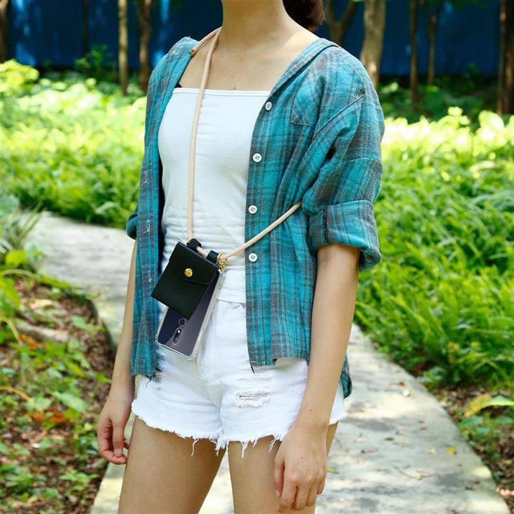 Cadorabo Hülle für Nokia 7.1 Schutzhülle in Rosa Handy Kette Silikon Kordel abnehmbares Etui