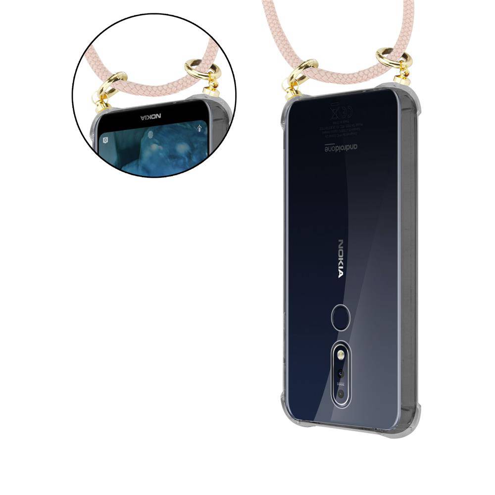 Cadorabo Hülle für Nokia 7.1 Schutzhülle in Rosa Handy Kette Silikon Kordel abnehmbares Etui