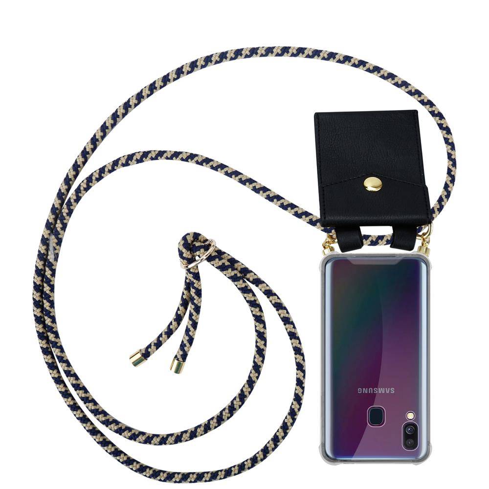 Cadorabo Hülle für Samsung Galaxy A40 Schutzhülle in Blau Handy Kette Silikon Kordel abnehmbares Etui