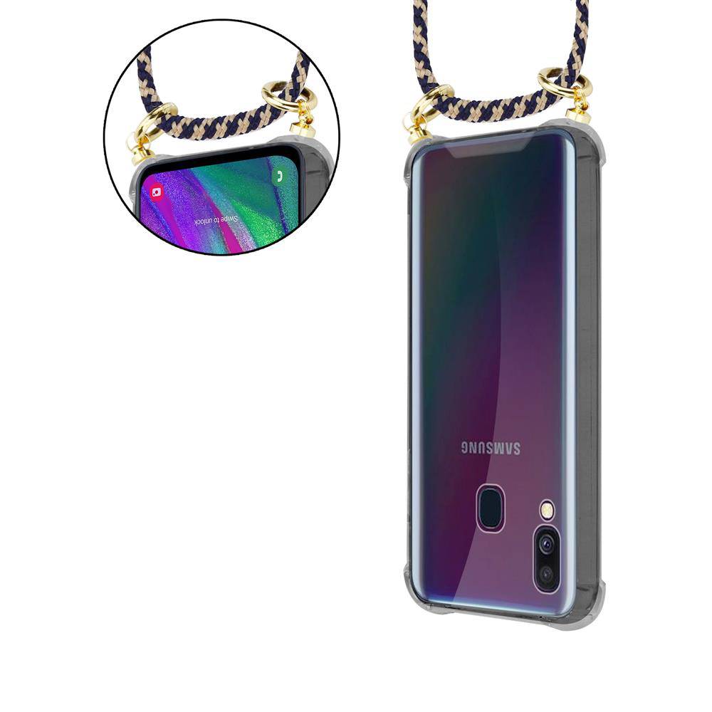 Cadorabo Hülle für Samsung Galaxy A40 Schutzhülle in Blau Handy Kette Silikon Kordel abnehmbares Etui