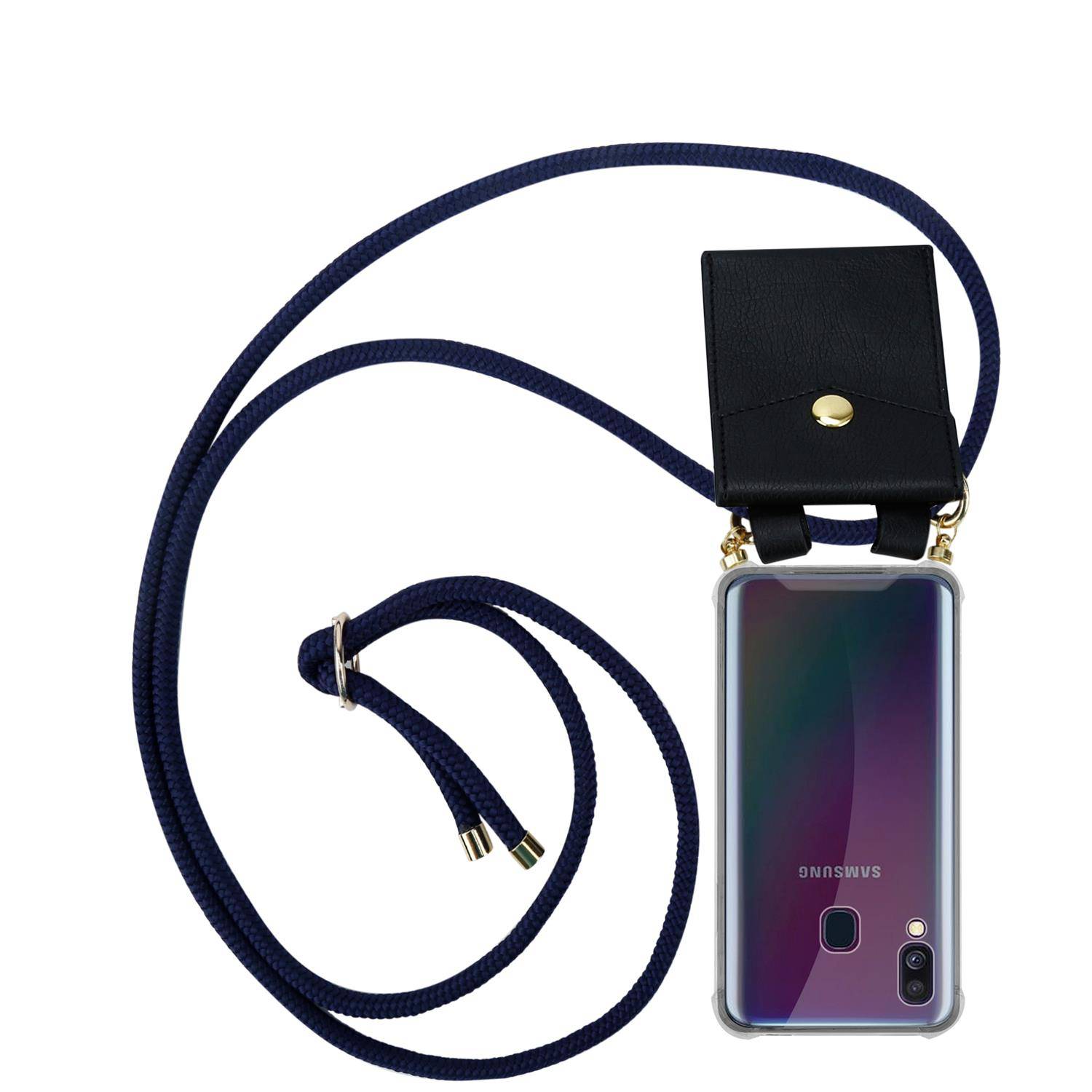 Cadorabo Hülle für Samsung Galaxy A40 Schutzhülle in Blau Handy Kette Silikon Kordel abnehmbares Etui