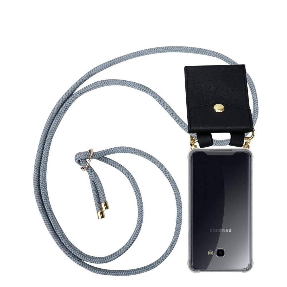Cadorabo Hülle für Samsung Galaxy J4 PLUS Schutzhülle in Grau Handy Kette Silikon Kordel abnehmbares Etui
