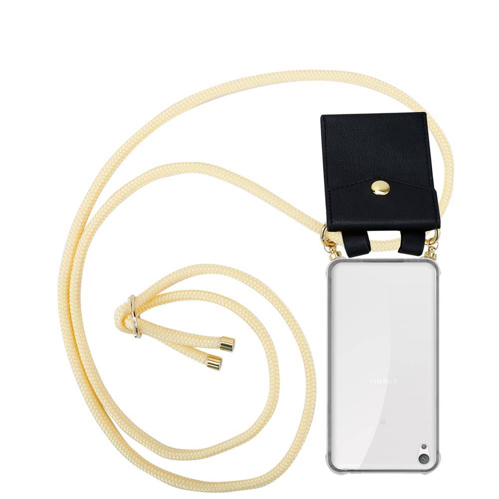 Cadorabo Hülle für Sony Xperia E5 Schutzhülle in Gelb Handy Kette Silikon Kordel abnehmbares Etui
