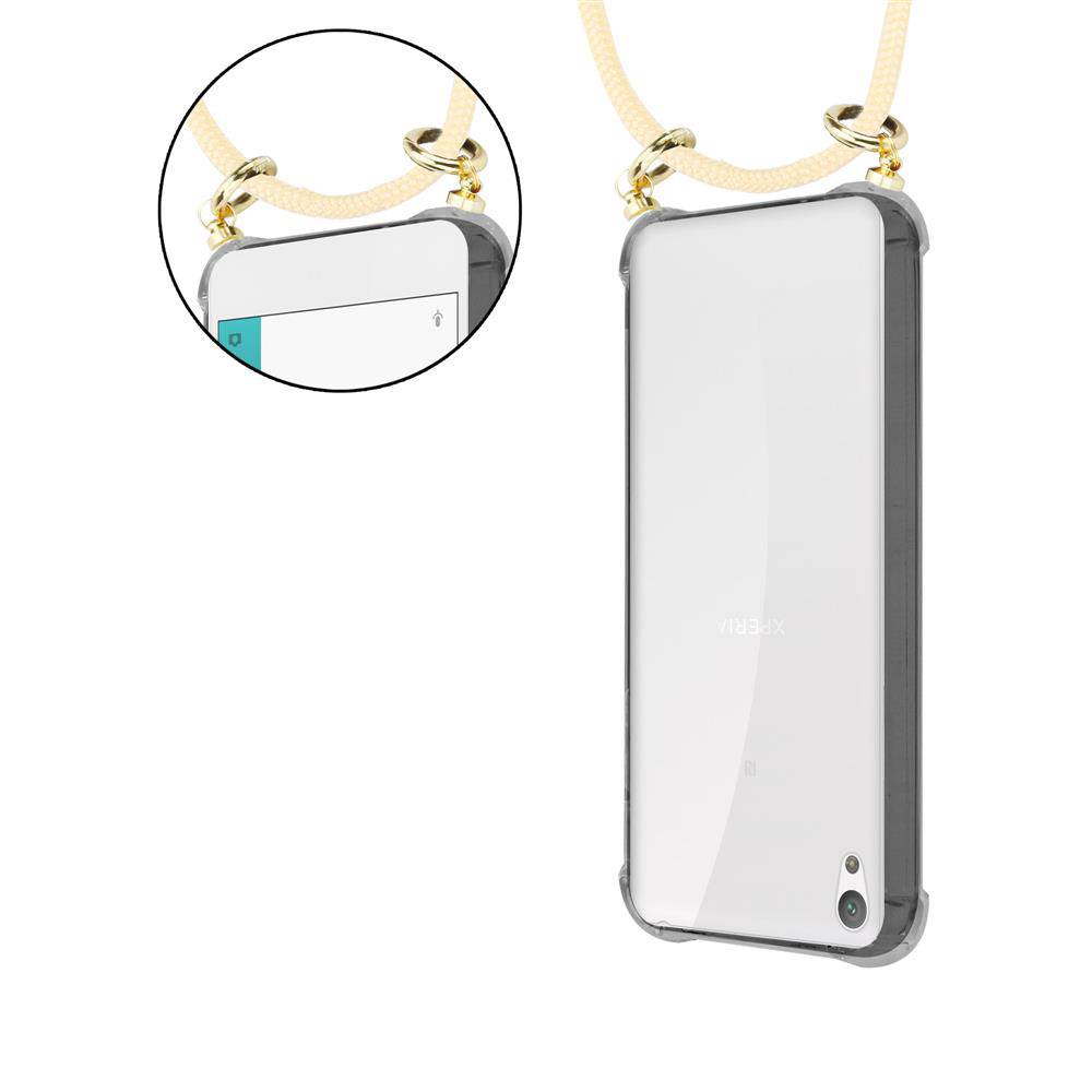 Cadorabo Hülle für Sony Xperia E5 Schutzhülle in Gelb Handy Kette Silikon Kordel abnehmbares Etui