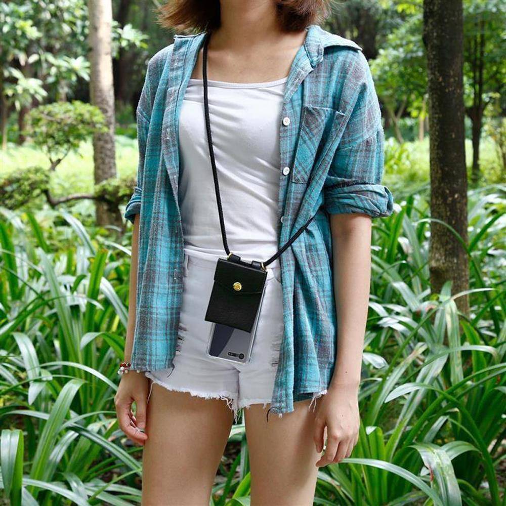 Cadorabo Hülle für Sony Xperia X COMPACT Schutzhülle in Schwarz Handy Kette Silikon Kordel abnehmbares Etui