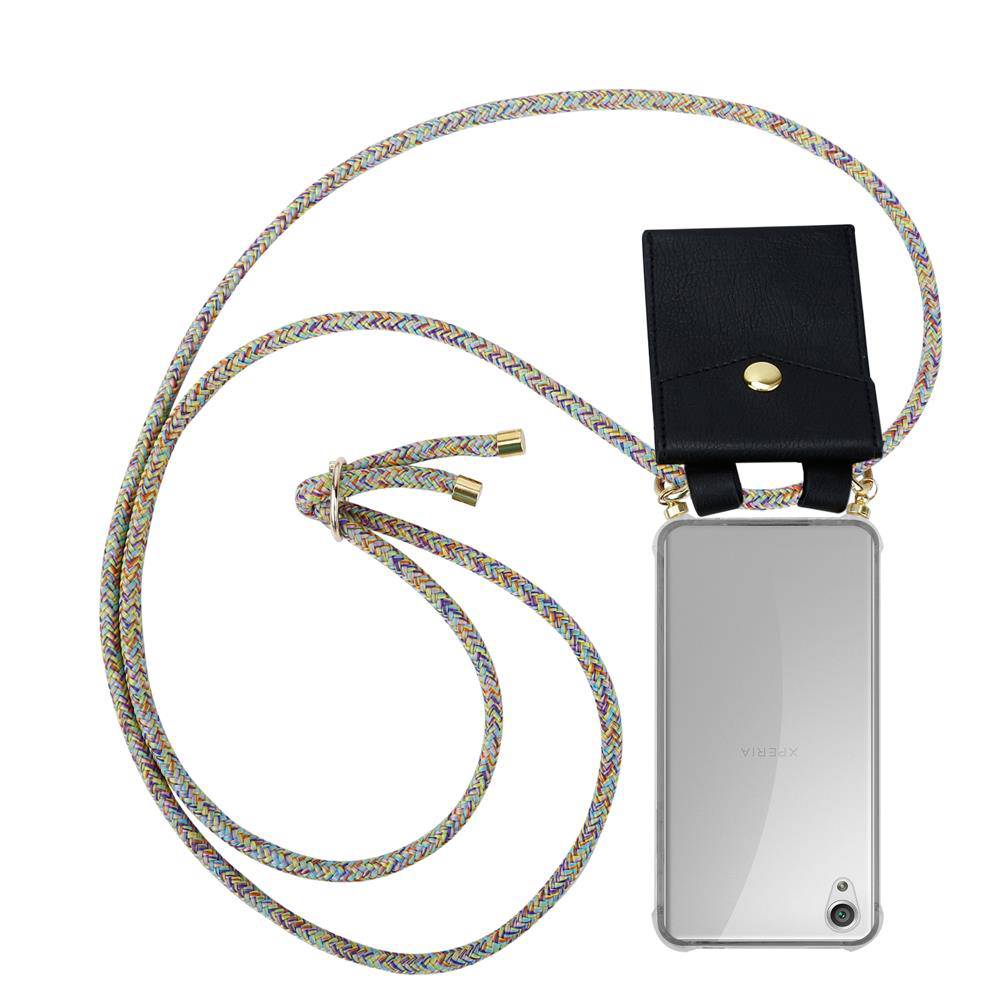 Cadorabo Hülle für Sony Xperia X Schutzhülle in Gelb Handy Kette Silikon Kordel abnehmbares Etui