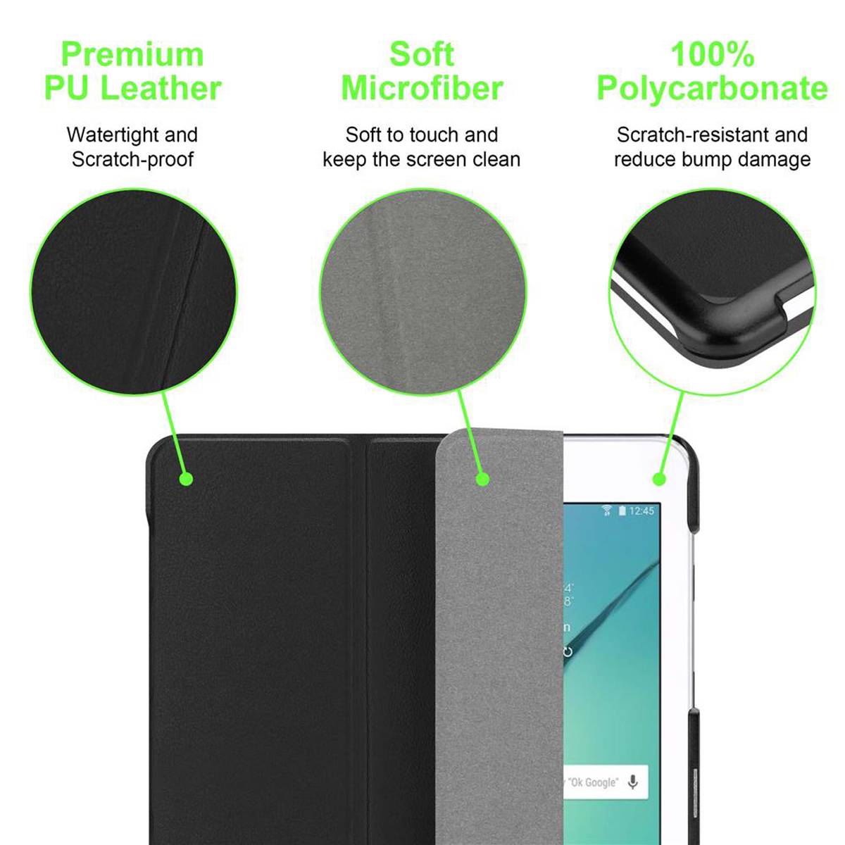 Cadorabo Schutzhülle für Samsung Galaxy Tab S2 (9.7 Zoll) Tablet Hülle in Schwarz Etui Case Cover Tasche Auto Wake up