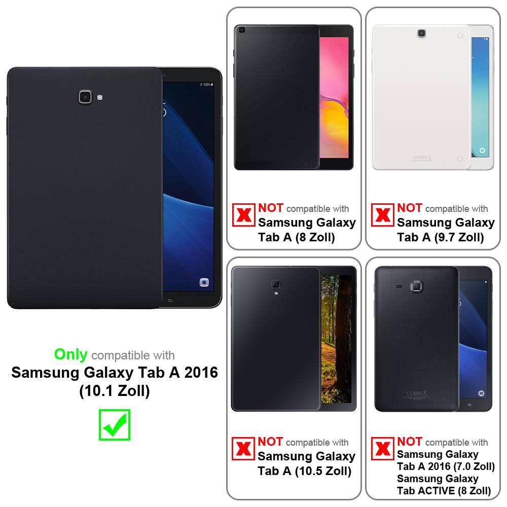 Cadorabo Schutzhülle für Samsung Galaxy Tab A 2016 (10.1 Zoll) Tablet Hülle in Schwarz Etui Case Cover Tasche Auto Wake