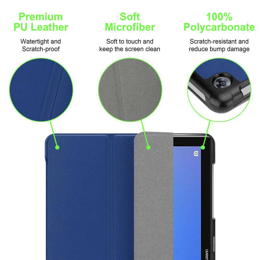 Cadorabo Schutzhülle für Huawei MediaPad M5 LITE 10 (10.1 Zoll) Tablet Hülle in Blau Etui Case Cover Tasche Auto Wake