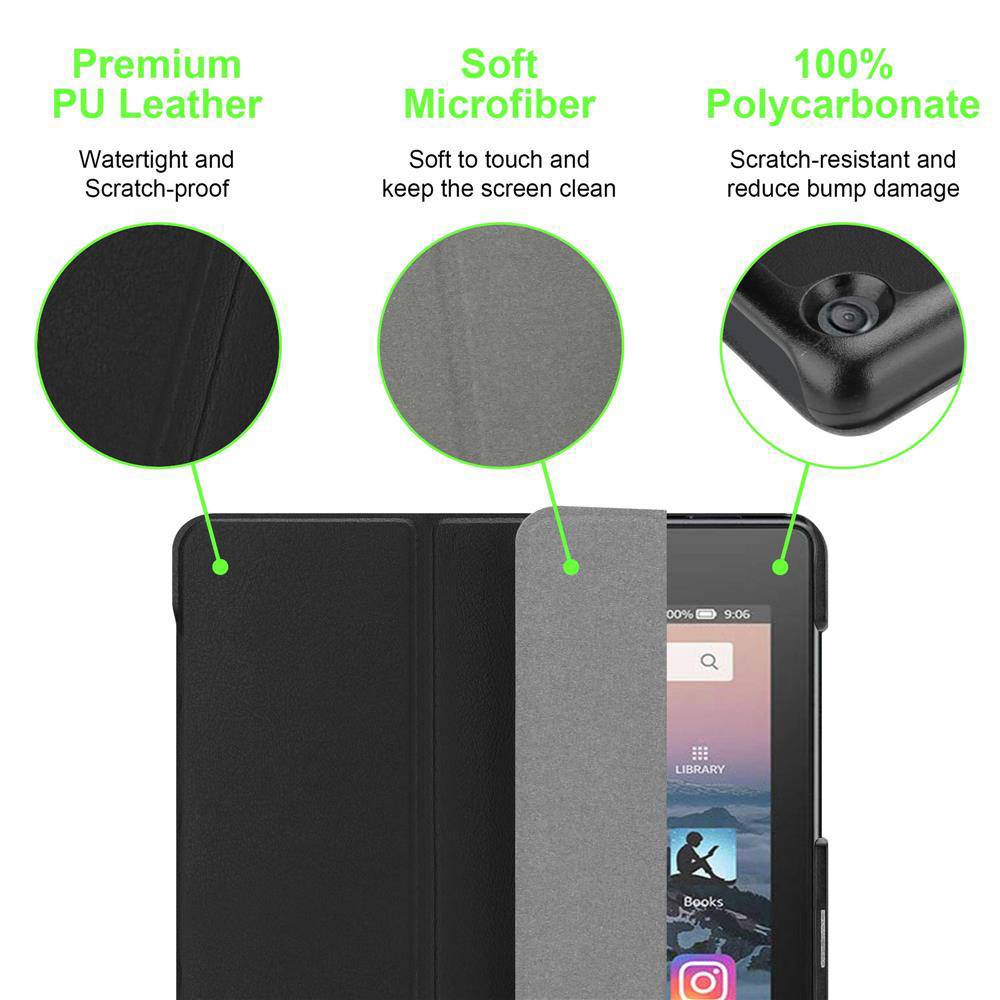 Cadorabo Schutzhülle für Kindle FIRE HD 8 2017 / 2018 (7. und 8. Gen.) Tablet Hülle in Schwarz Etui Case Cover Tasche