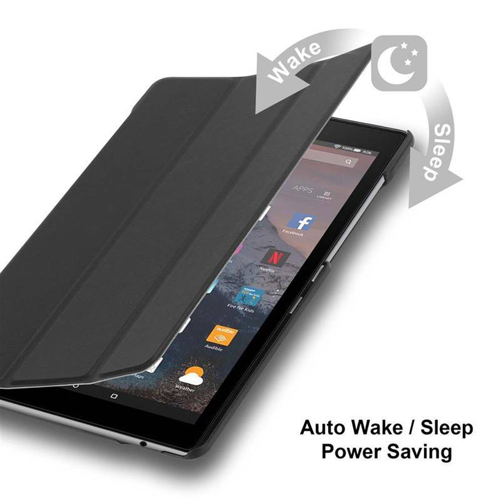 Cadorabo Schutzhülle für Kindle FIRE HD 10 2017 (7. Gen.) Tablet Hülle in Schwarz Etui Case Cover Tasche Auto Wake up