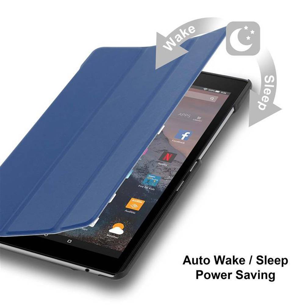 Cadorabo Schutzhülle für Kindle FIRE HD 10 2017 (7. Gen.) Tablet Hülle in Blau Etui Case Cover Tasche Auto Wake up