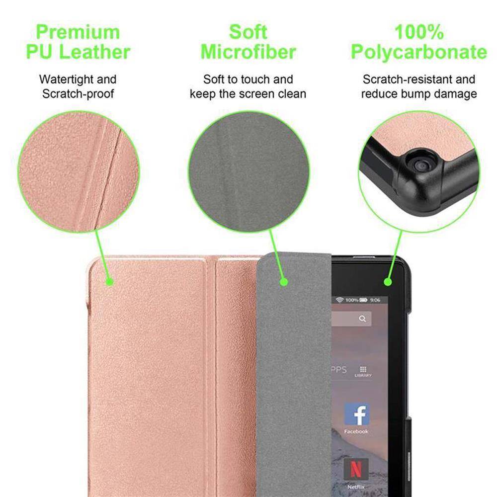 Cadorabo Schutzhülle für Kindle FIRE HD 10 2017 (7. Gen.) Tablet Hülle in Rosa Etui Case Cover Tasche Auto Wake up