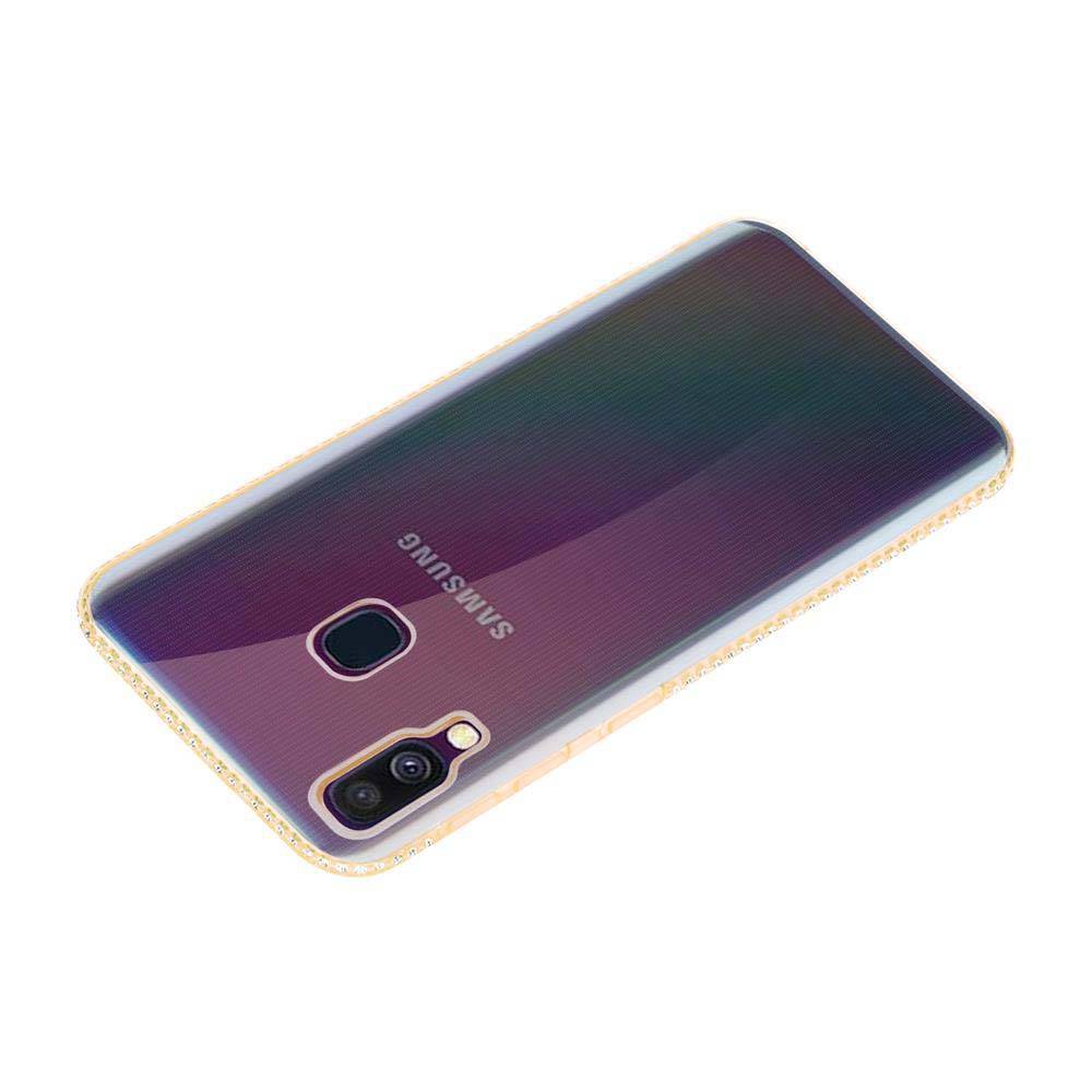 Cadorabo Hülle für Samsung Galaxy A40 Schutz Hülle in Gelb Case Cover TPU Silikon Strass Handyhülle Etui