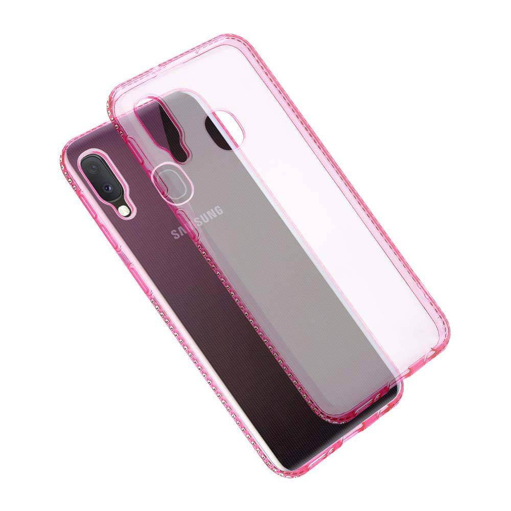 Cadorabo Hülle für Samsung Galaxy A10e / A20e Schutz Hülle in Rosa Case Cover TPU Silikon Strass Handyhülle Etui