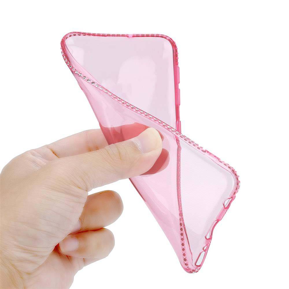 Cadorabo Hülle für Samsung Galaxy A10e / A20e Schutz Hülle in Rosa Case Cover TPU Silikon Strass Handyhülle Etui
