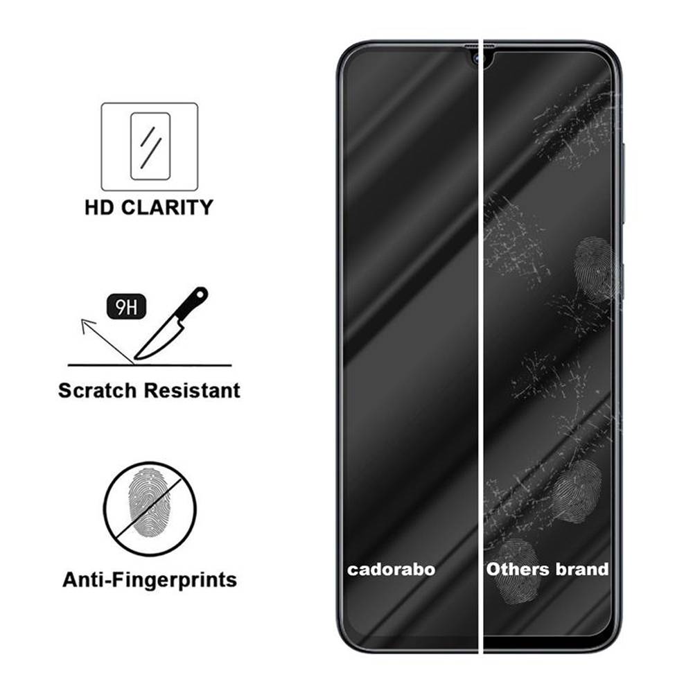 Cadorabo Vollbild Folie für Samsung Galaxy A70 / A70s in TRANSPARENT mit SCHWARZ - Gehärtetes Display-Schutzglas (RETAIL PACKAGING)