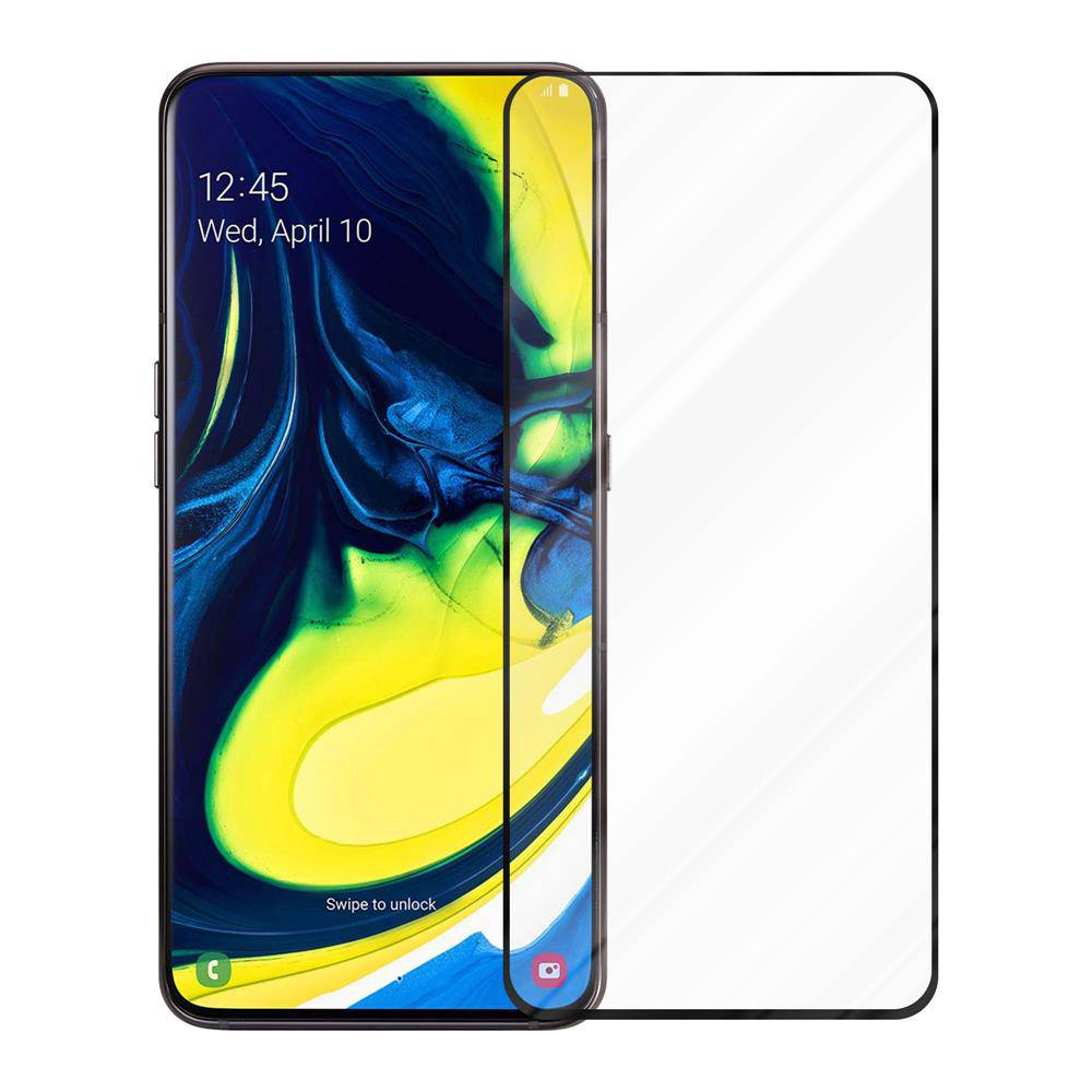 Cadorabo Vollbild Folie für Samsung Galaxy A80 / A90 4G in TRANSPARENT mit SCHWARZ - Gehärtetes Display-Schutzglas (RETAIL PACKAGING)
