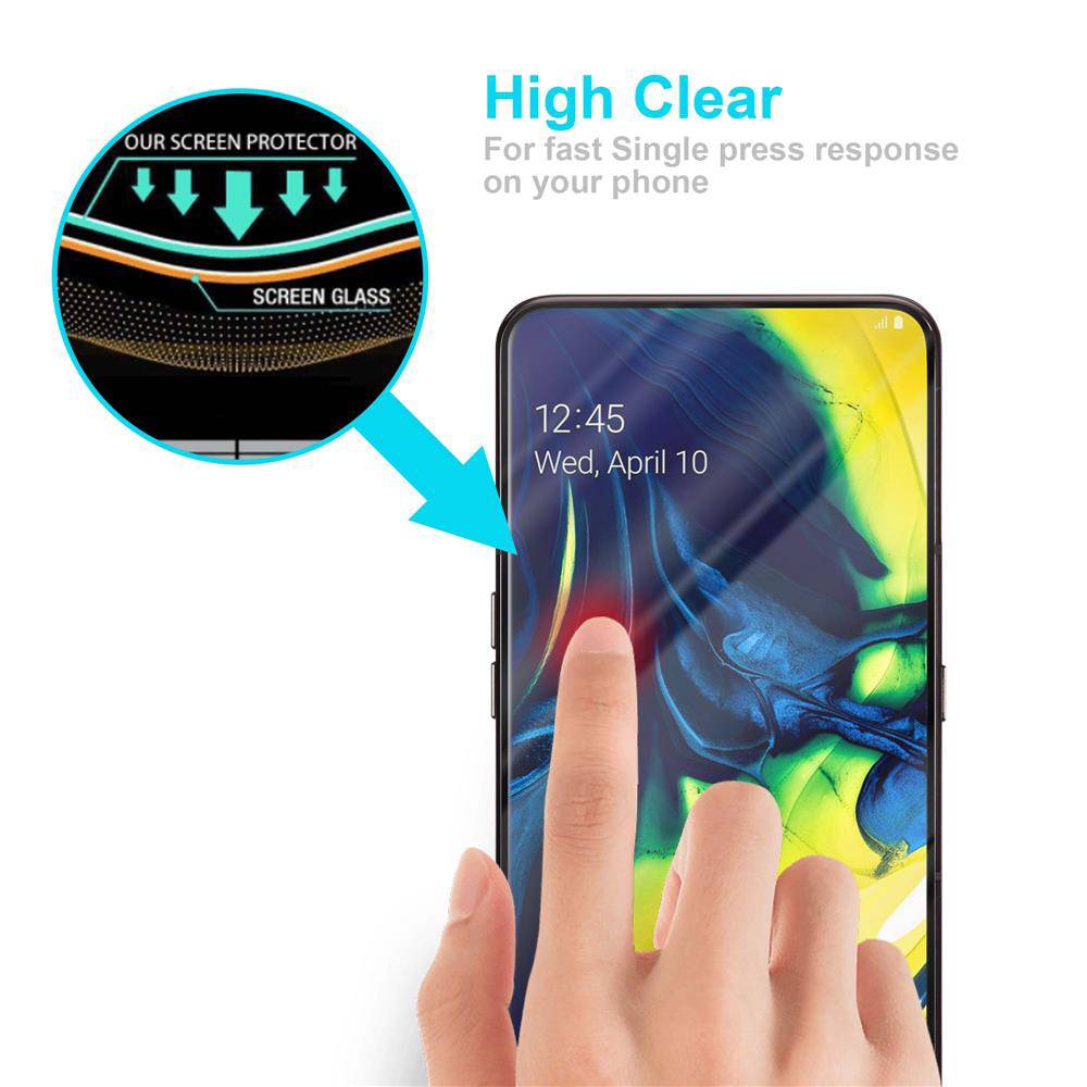 Cadorabo Vollbild Folie für Samsung Galaxy A80 / A90 4G in TRANSPARENT mit SCHWARZ - Gehärtetes Display-Schutzglas (RETAIL PACKAGING)
