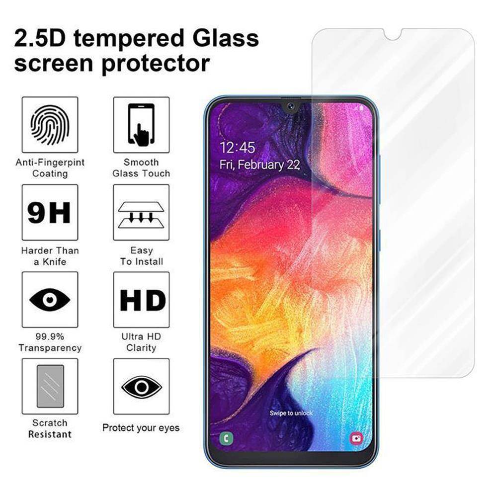Cadorabo Folie für Samsung Galaxy A50 4G / A50s / A30s in KRISTALL KLAR - Gehärtetes Display-Schutzglas (RETAIL PACKAGING)