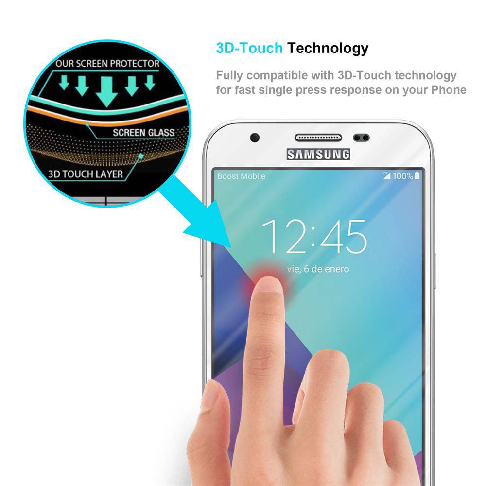 Cadorabo Vollbild Folie für Samsung Galaxy J3 2017 in TRANSPARENT mit WEIß - Gehärtetes Display-Schutzglas (RETAIL PACKAGING)