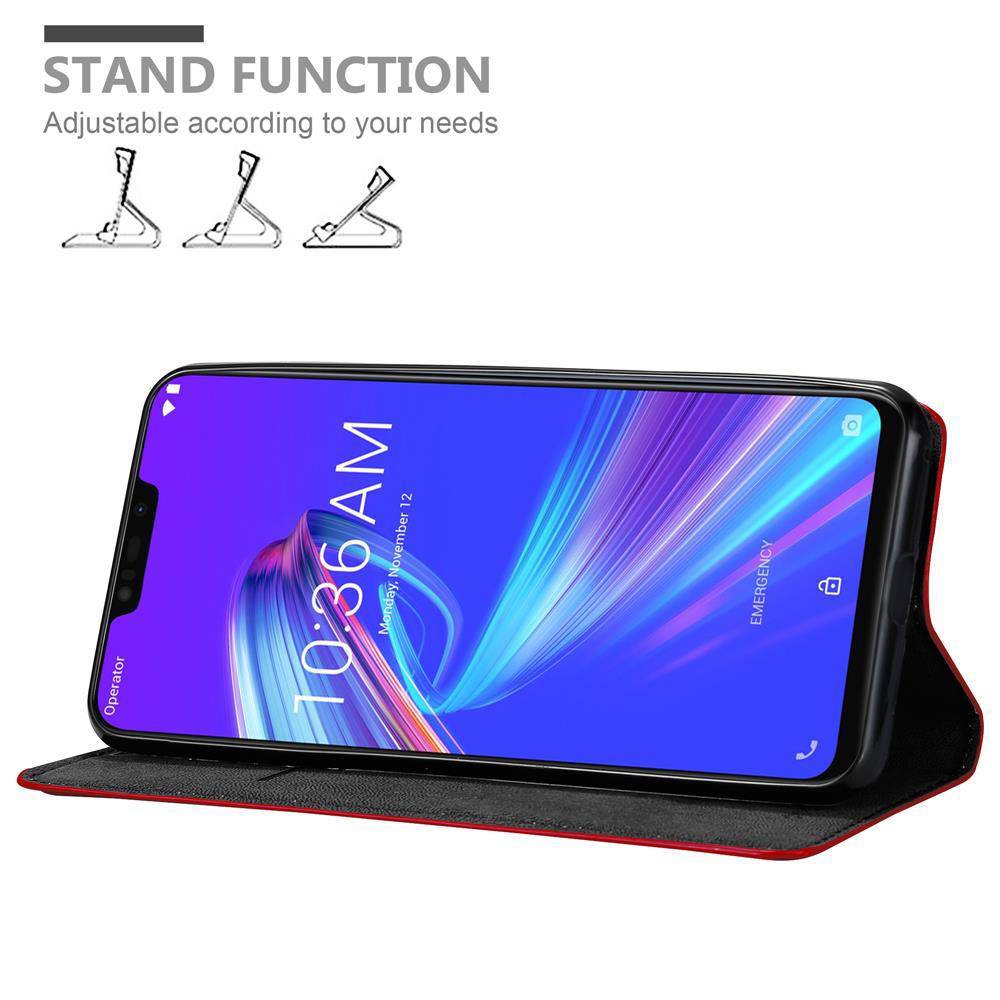 Cadorabo Hülle für Asus ZenFone MAX M2 Schutz Hülle in Rot Handyhülle Etui Case Cover Magnetverschluss