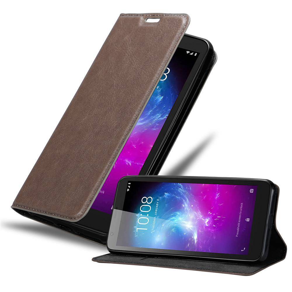 Cadorabo Hülle für ZTE Blade A3 2019 Schutz Hülle in Braun Handyhülle Etui Case Cover Magnetverschluss