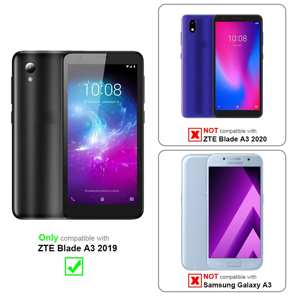 Cadorabo Hülle für ZTE Blade A3 2019 Schutz Hülle in Braun Handyhülle Etui Case Cover Magnetverschluss