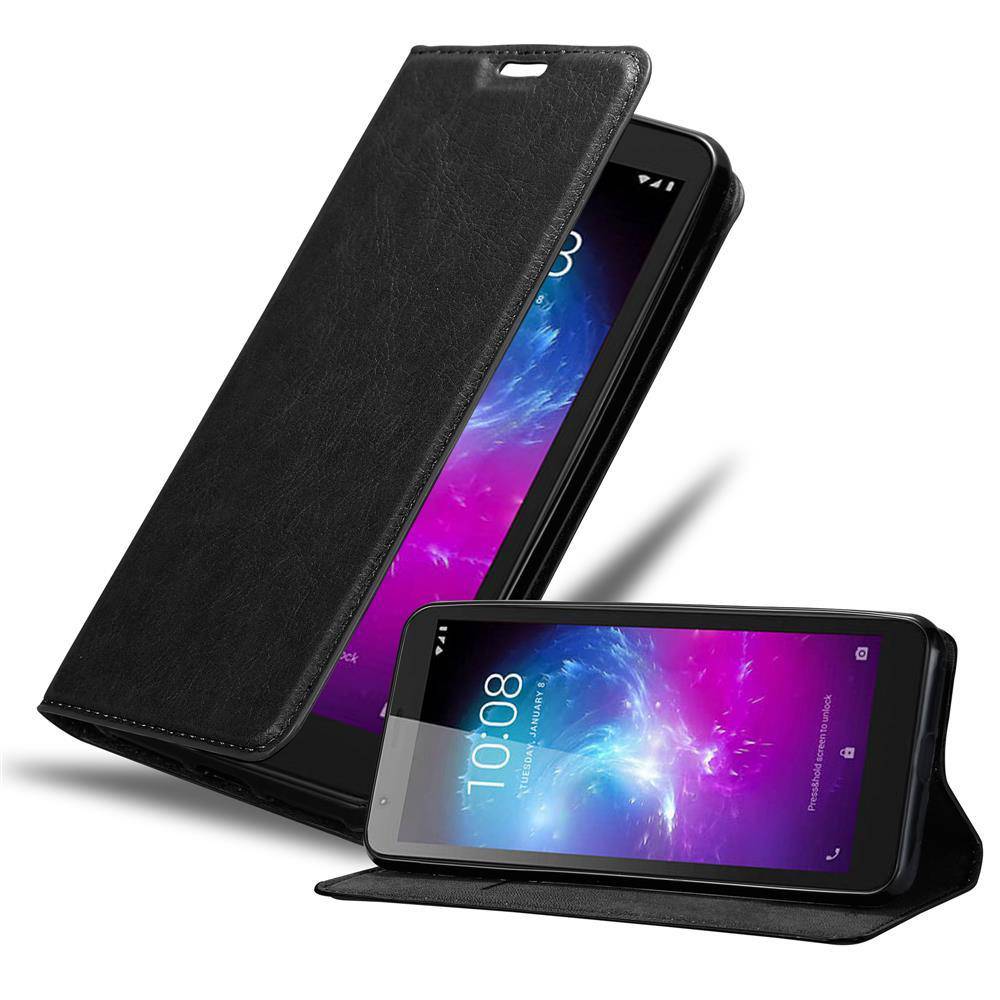 Cadorabo Hülle für ZTE Blade A3 2019 Schutz Hülle in Schwarz Handyhülle Etui Case Cover Magnetverschluss
