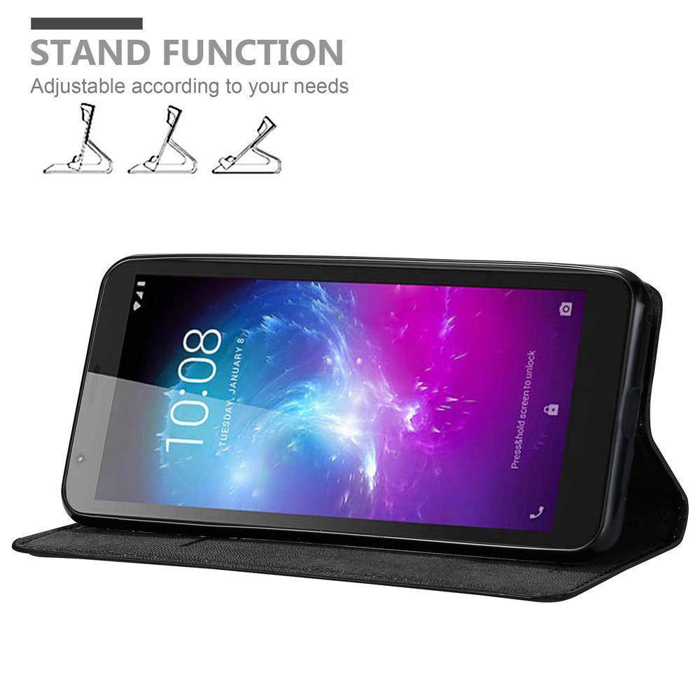 Cadorabo Hülle für ZTE Blade A3 2019 Schutz Hülle in Schwarz Handyhülle Etui Case Cover Magnetverschluss