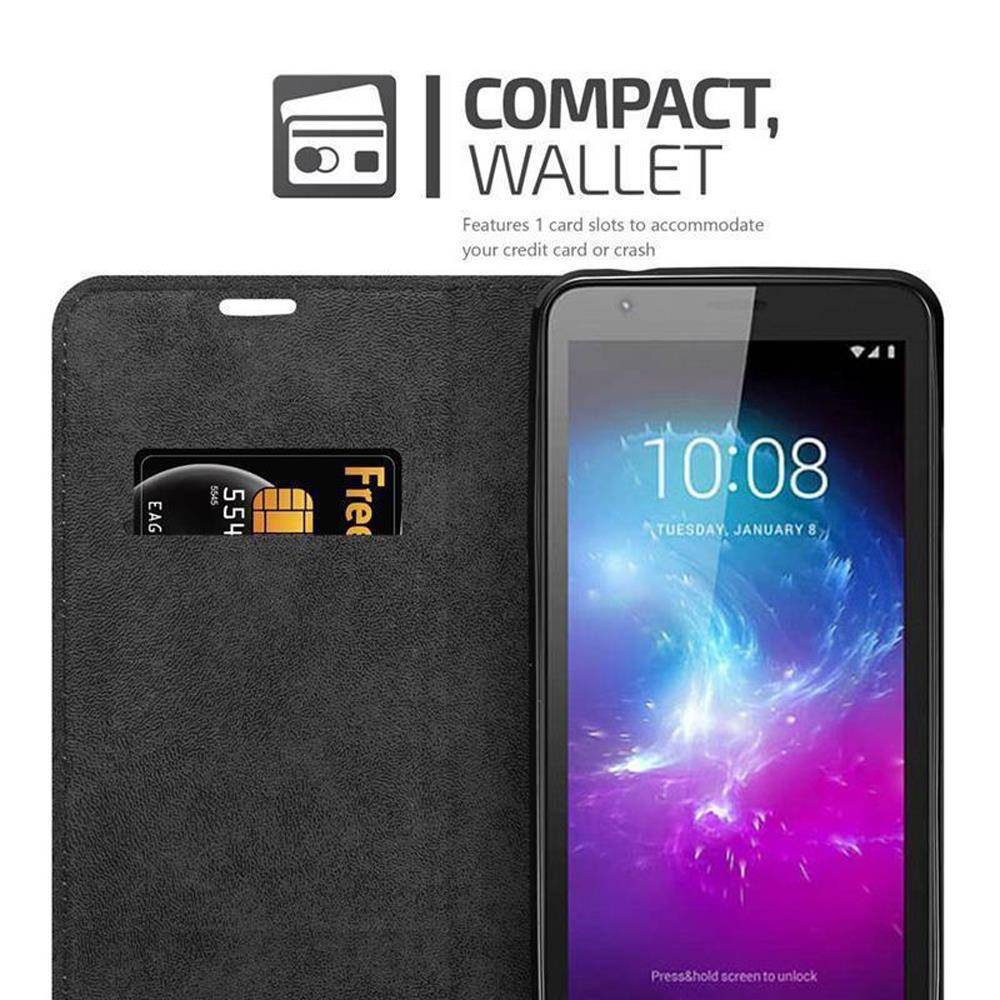 Cadorabo Hülle für ZTE Blade A3 2019 Schutz Hülle in Schwarz Handyhülle Etui Case Cover Magnetverschluss