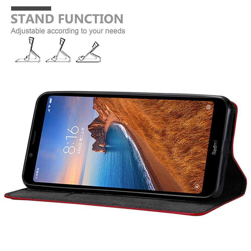 Cadorabo Hülle für Xiaomi RedMi 7A Schutz Hülle in Rot Handyhülle Etui Case Cover Magnetverschluss