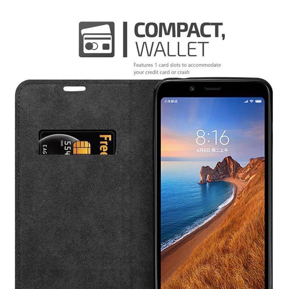 Cadorabo Hülle für Xiaomi RedMi 7A Schutz Hülle in Rot Handyhülle Etui Case Cover Magnetverschluss