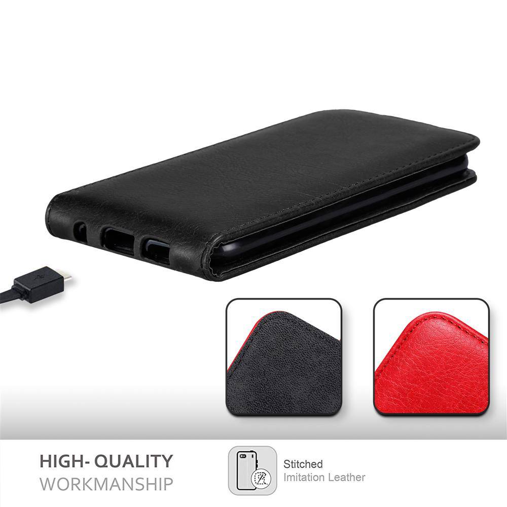 Cadorabo Hülle für Samsung Galaxy A10e / A20e Schutz Hülle in Schwarz Flip Etui Handyhülle Case Cover