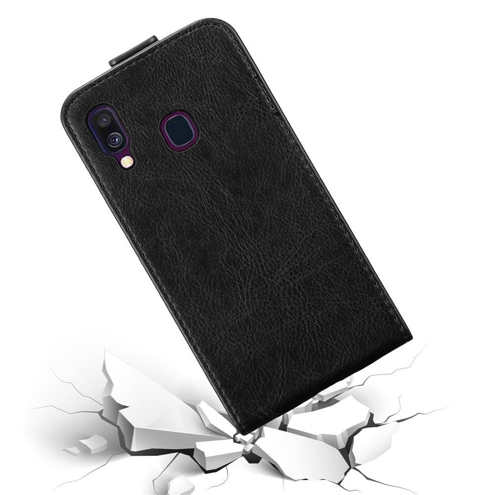 Cadorabo Hülle für Samsung Galaxy A40 Schutz Hülle in Schwarz Flip Etui Handyhülle Case Cover