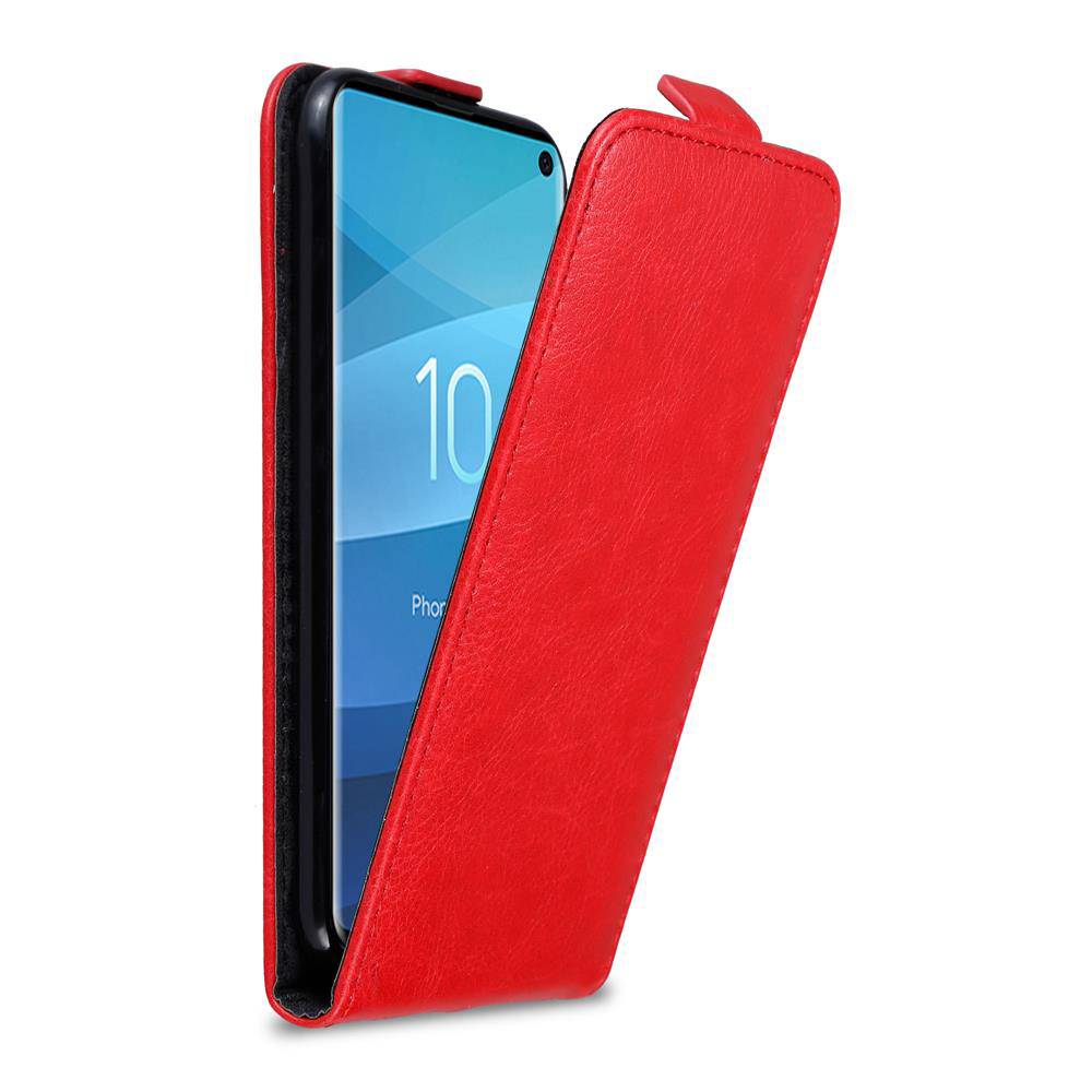 Cadorabo Hülle für Samsung Galaxy S10 4G Schutz Hülle in Rot Flip Etui Handyhülle Case Cover