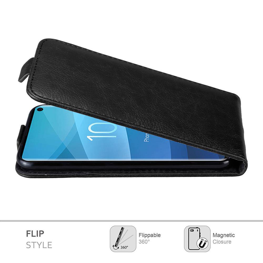 Cadorabo Hülle für Samsung Galaxy S10 4G Schutz Hülle in Schwarz Flip Etui Handyhülle Case Cover