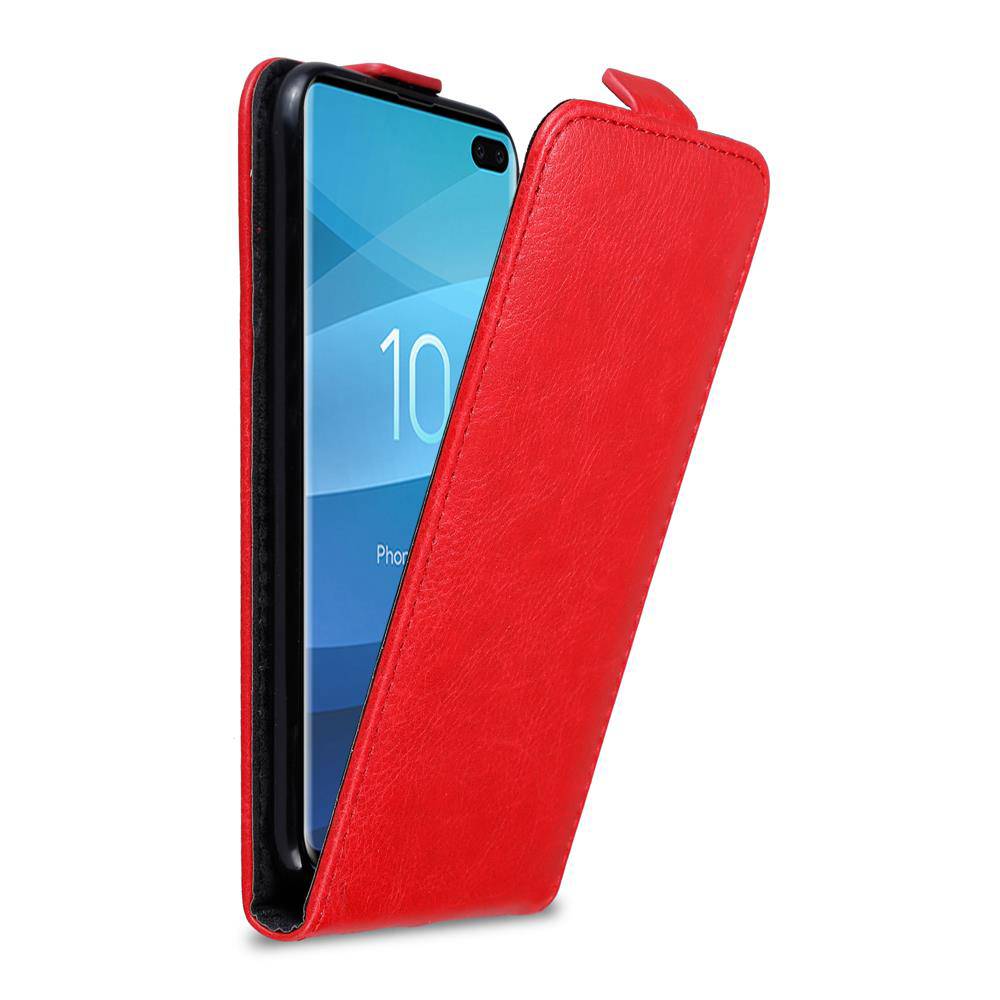 Cadorabo Hülle für Samsung Galaxy S10 PLUS Schutz Hülle in Rot Flip Etui Handyhülle Case Cover