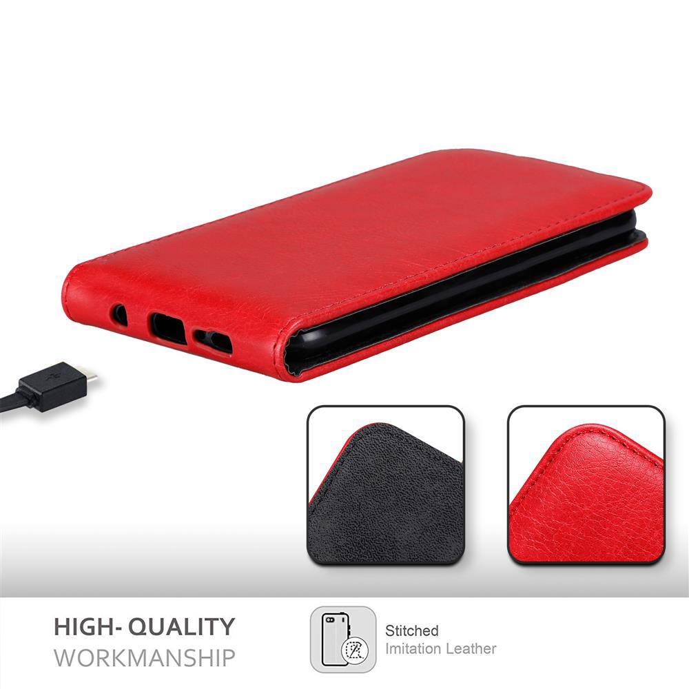 Cadorabo Hülle für Samsung Galaxy S10 PLUS Schutz Hülle in Rot Flip Etui Handyhülle Case Cover