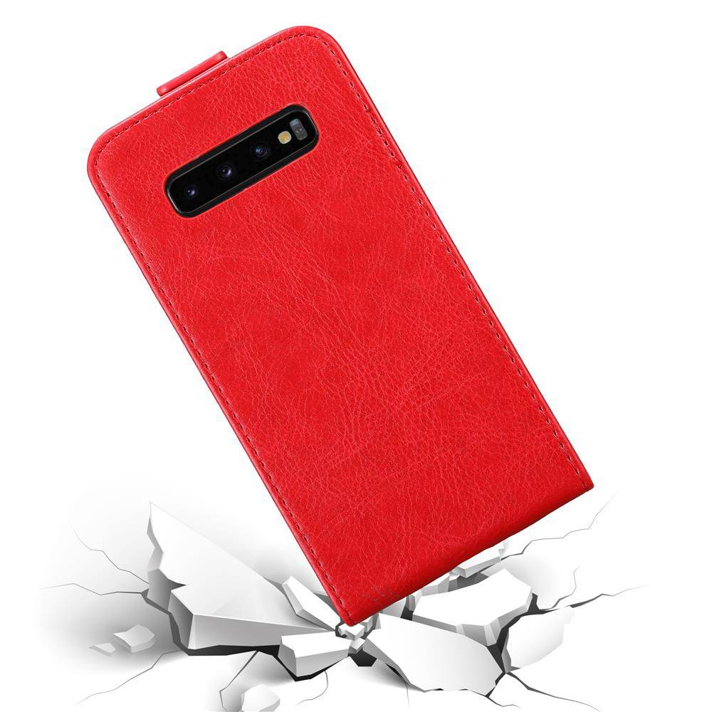 Cadorabo Hülle für Samsung Galaxy S10 PLUS Schutz Hülle in Rot Flip Etui Handyhülle Case Cover