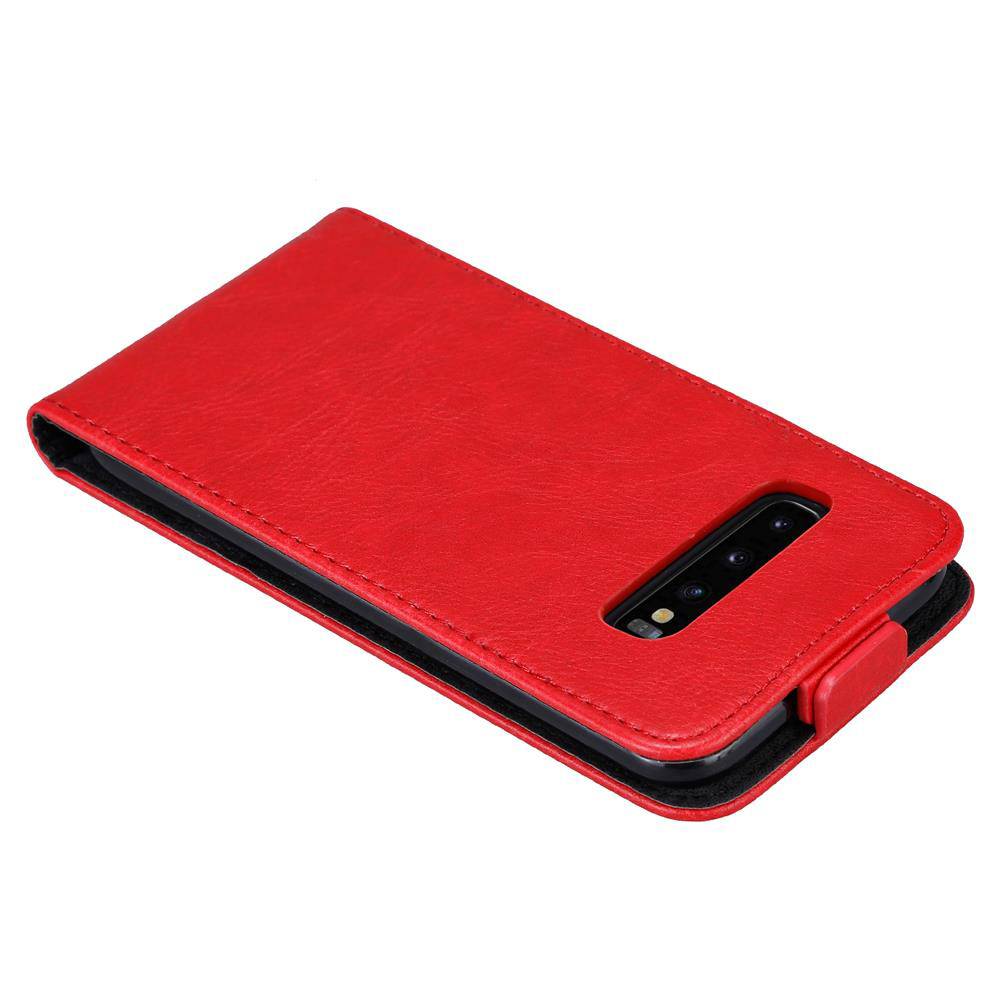 Cadorabo Hülle für Samsung Galaxy S10 PLUS Schutz Hülle in Rot Flip Etui Handyhülle Case Cover