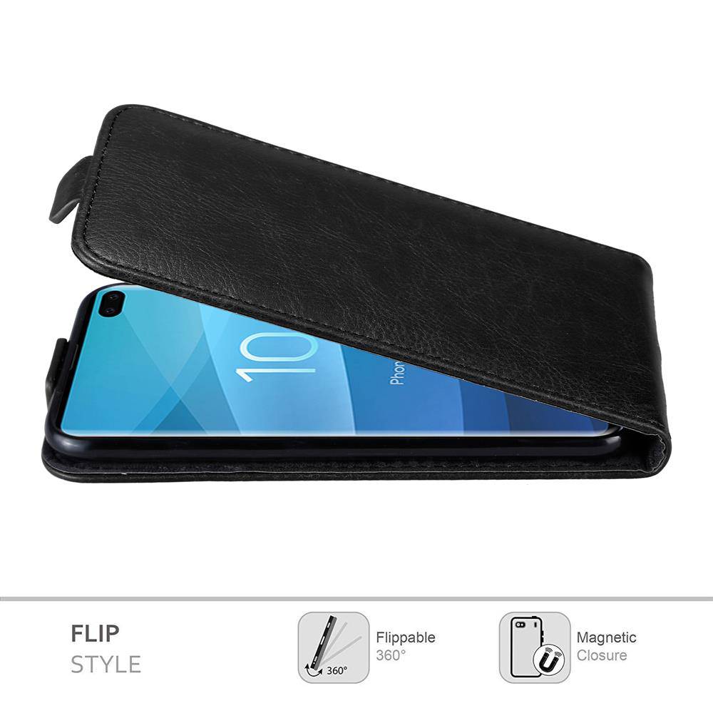 Cadorabo Hülle für Samsung Galaxy S10 PLUS Schutz Hülle in Schwarz Flip Etui Handyhülle Case Cover