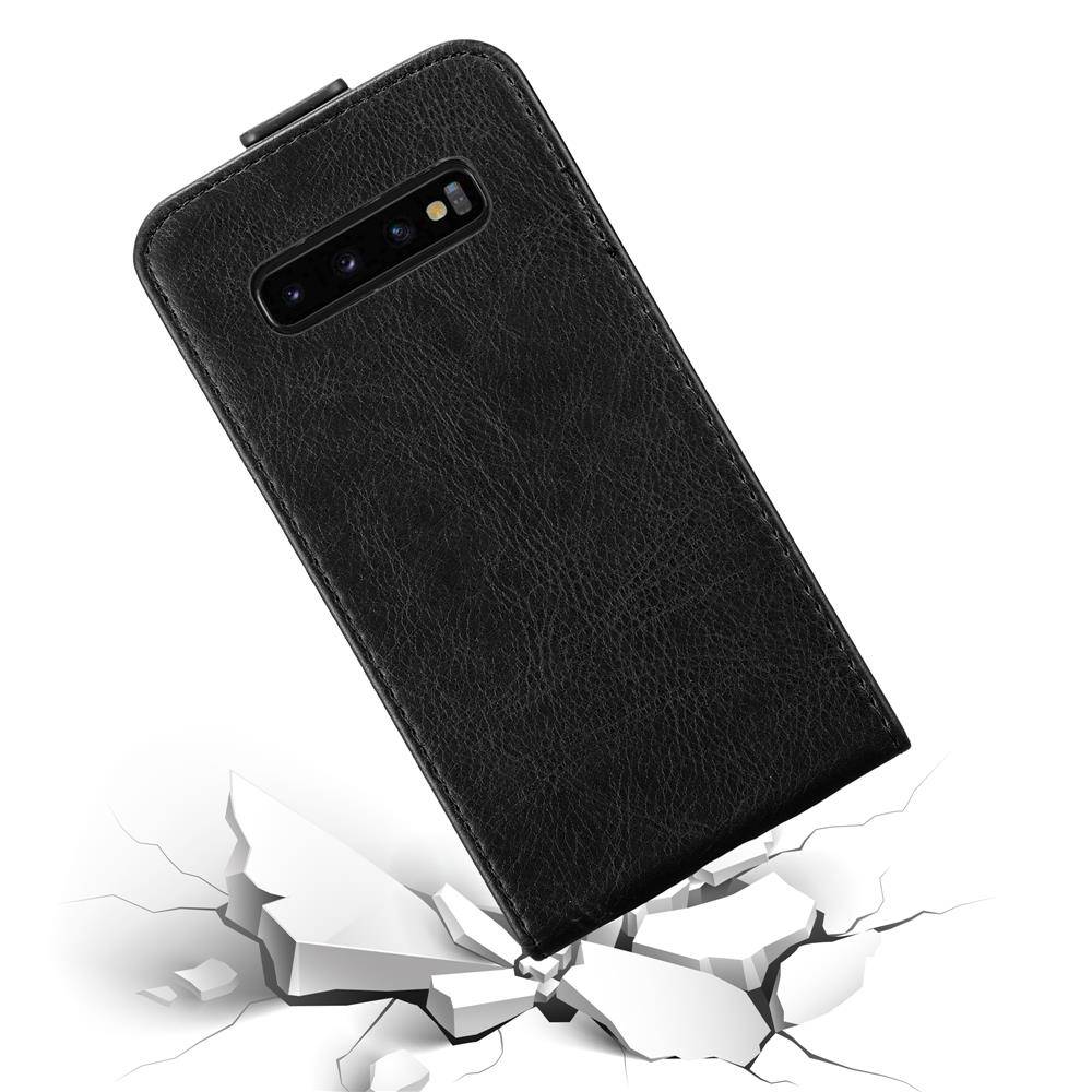 Cadorabo Hülle für Samsung Galaxy S10 PLUS Schutz Hülle in Schwarz Flip Etui Handyhülle Case Cover