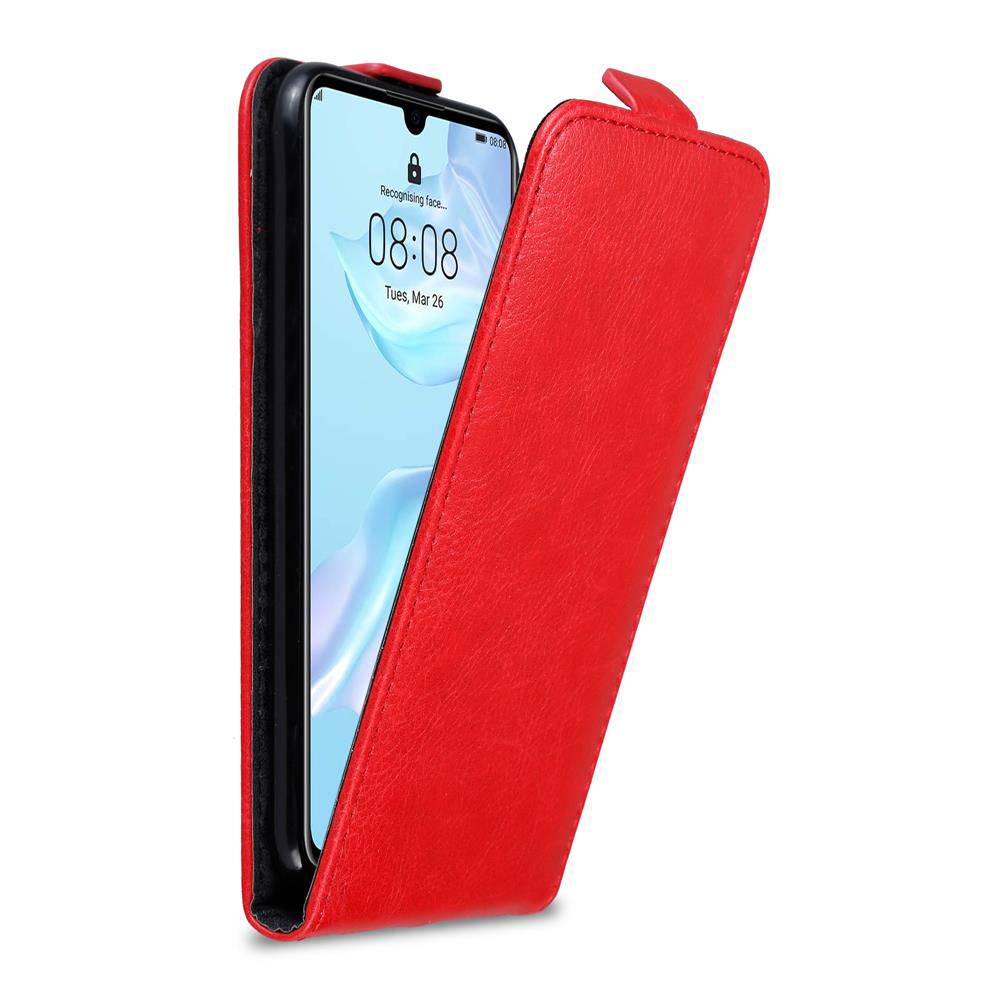 Cadorabo Hülle für Huawei P30 Schutz Hülle in Rot Flip Etui Handyhülle Case Cover
