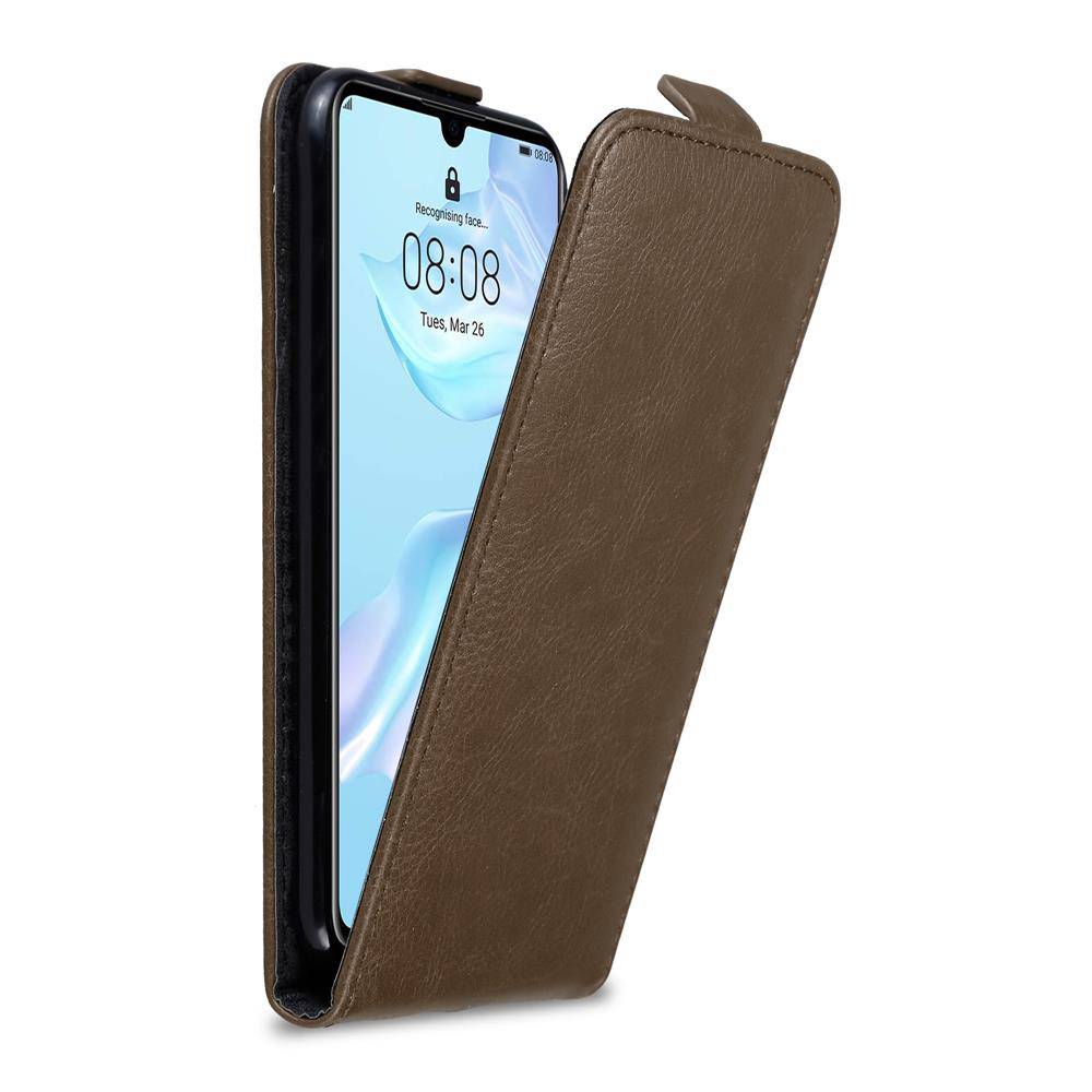Cadorabo Hülle für Huawei P30 Schutz Hülle in Braun Flip Etui Handyhülle Case Cover