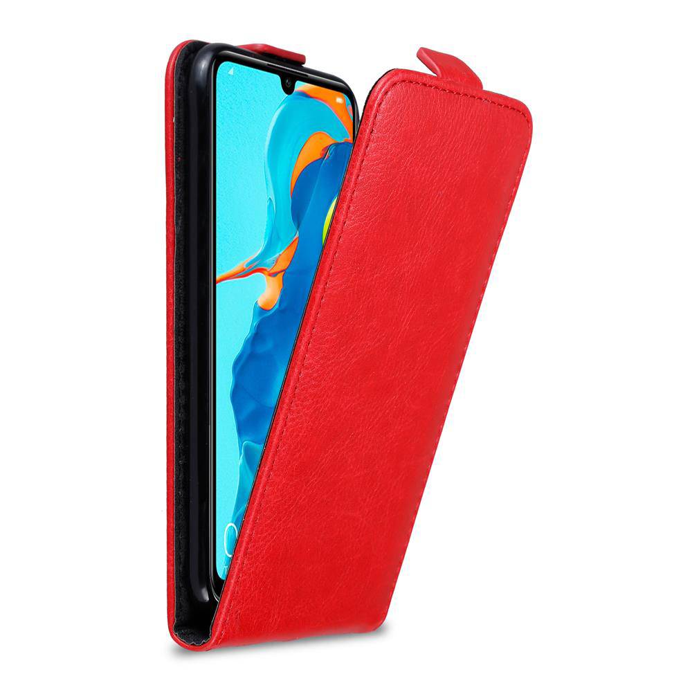 Cadorabo Hülle für Huawei P30 LITE Schutz Hülle in Rot Flip Etui Handyhülle Case Cover