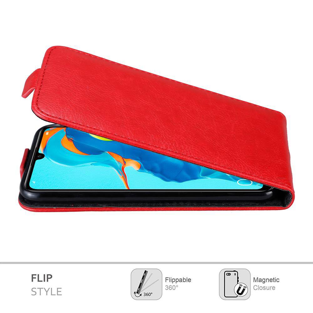 Cadorabo Hülle für Huawei P30 LITE Schutz Hülle in Rot Flip Etui Handyhülle Case Cover