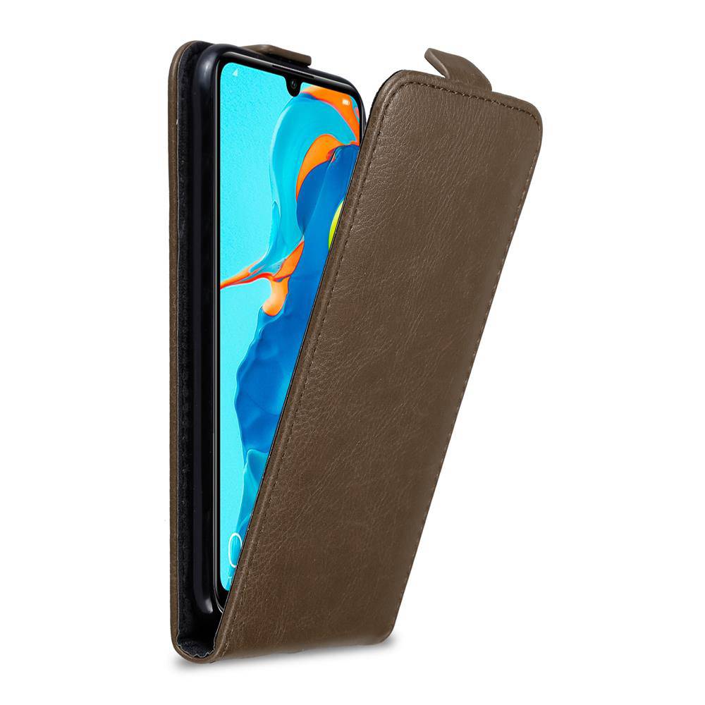 Cadorabo Hülle für Huawei P30 LITE Schutz Hülle in Braun Flip Etui Handyhülle Case Cover