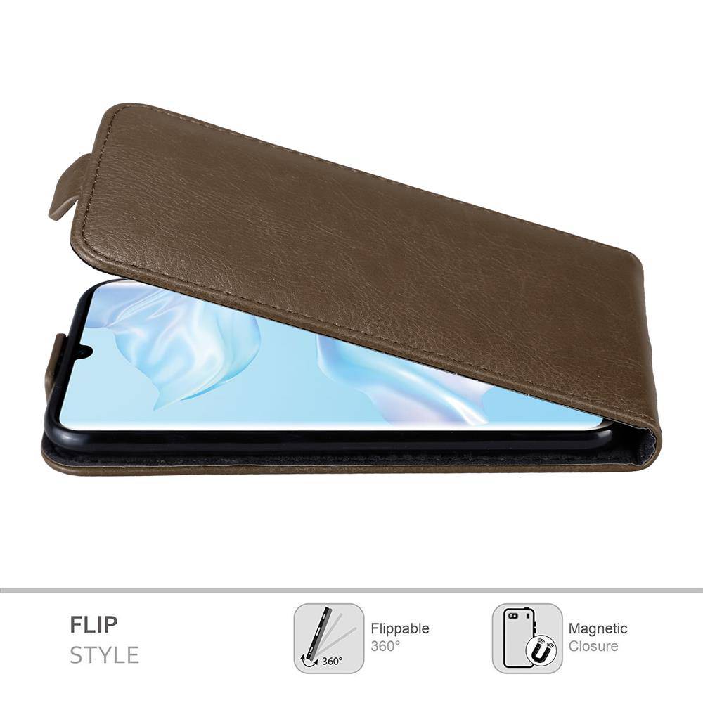 Cadorabo Hülle für Huawei P30 PRO Schutz Hülle in Braun Flip Etui Handyhülle Case Cover